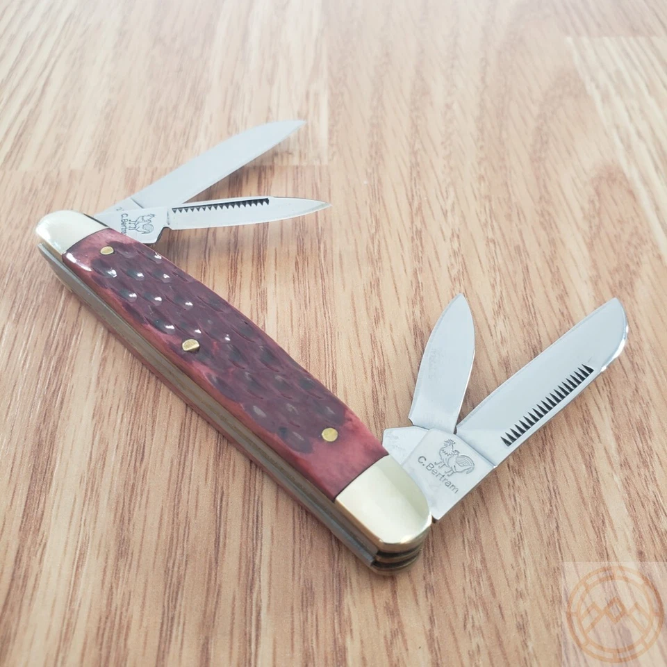 Faca de bolso Hen & Rooster Congress lâminas de aço inoxidável cabo ósseo palheta vermelha - Imagem 3 de 4