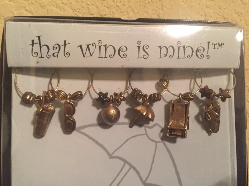 THAT WINE IS MINE! Set Of 6 WINE CHARMS NEW On the Beach 