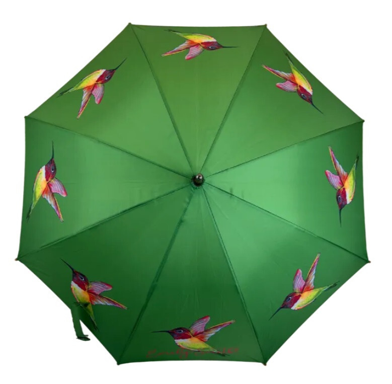 Soake Emily Smith Hermoine Hummingbird Print Large Walk Stick Umbrella Brolley