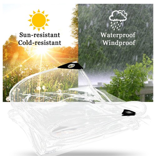 Waterproof Clear Tarp With Grommets Heavy Duty PVC Patio Vinyl Tarpaulin Cover - Picture 113 of 156