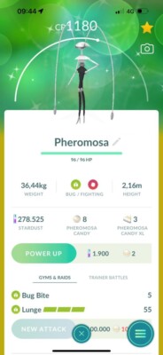 Shiny Pheromosa IeveI15 TR-DE 20k stardust