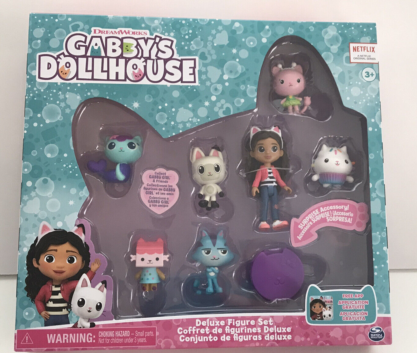 Gabbys Dollhouse Gabby, Pandy Paws, Baby Box Cat, MerCat, Kitty Fairy,  Cakey Cat CatRat 7-Piece Deluxe Figure Set Spin Master - ToyWiz