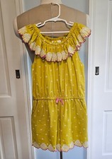 Mini Boden Girls Woven Broderie Jumpsuit Playsuit Daffodil Yellow Size 9-10