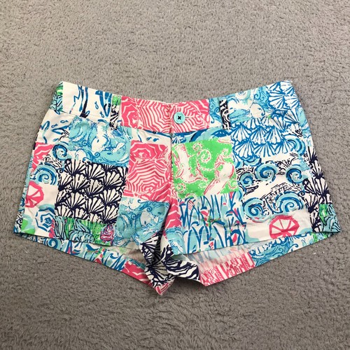 Lilly Pulitzer Walsh Shorts Womens 6 Osterville Patch Print 3" Colorful Pockets