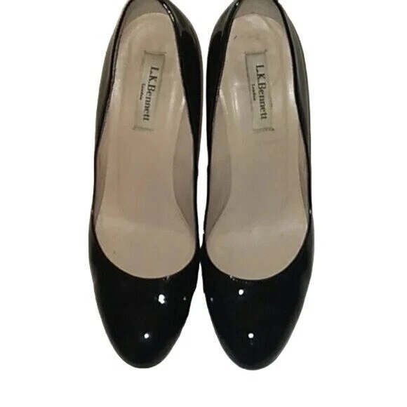 L.K. Bennett Black Patent Leather Round Toe Pumps Size 39 MSRP $399 - Image 3 of 4