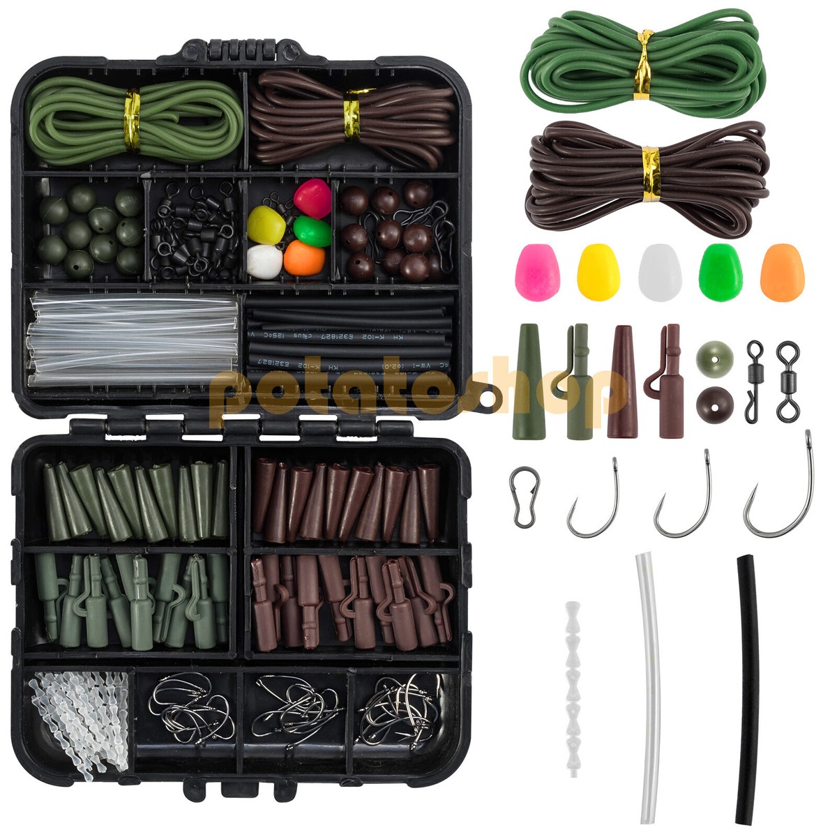 Carp Fishing End Tackle Box Swivels Terminal Tackle Hooks Tube