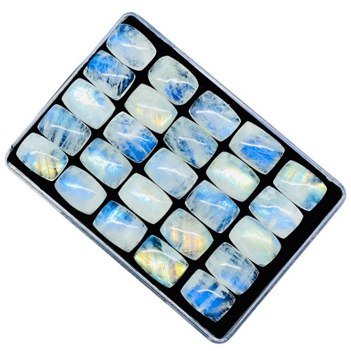 25 Stck. Natürlicher Regenbogen Mondstein 14x10 mm Kissen Blau Flash Cabochon Edelsteine - Bild 4 von 7