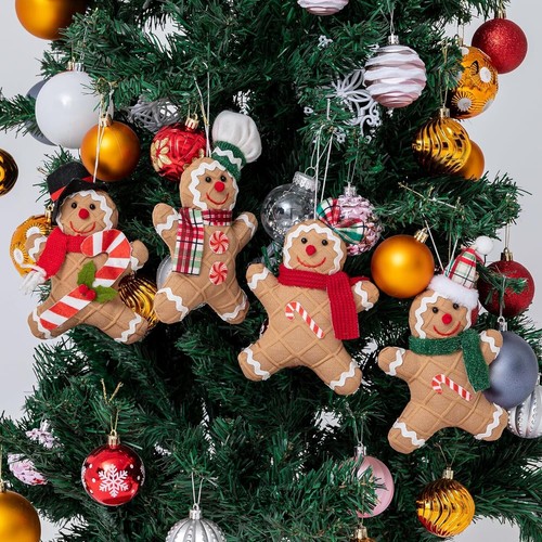 Gingerbread Man Ornaments Christmas Tree Hanging Pendant Xmas Decoration 4 Pcs - Picture 4 of 6
