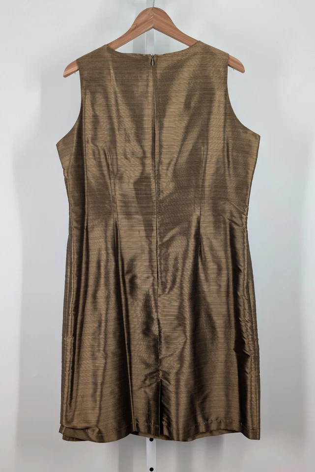 Vestido Mary McFadden Collection Couture Vintage Seda Dorado Brillo Rayas Talla 16 41" Foto 3 de 4