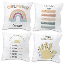 Set of 4 Calming Corner Pillow Covers - Boho Throw Rainbow 18x18