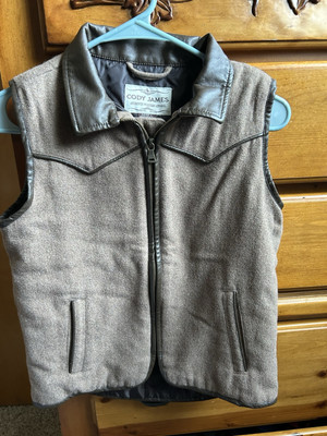 Cody James Youth Large Western Vest Wool/leather Collar