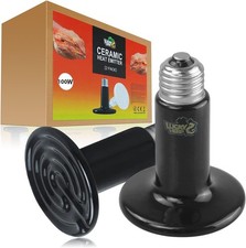 LUCKY HERP Ceramic Heat Emitter, Reptile Heat Lamp Bulbs 100W 2Pack, Ceramic He