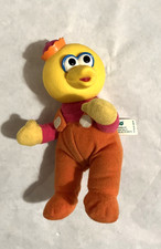 1996 Big Bird Plush by Tyco, with Hat Overalls, Plastic Squeezable Head