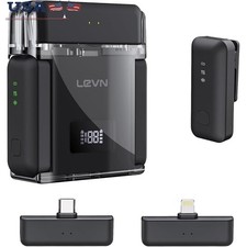 Wireless Lavalier Microphone Dual Receivers AI Noise Reduction 328ft Range New