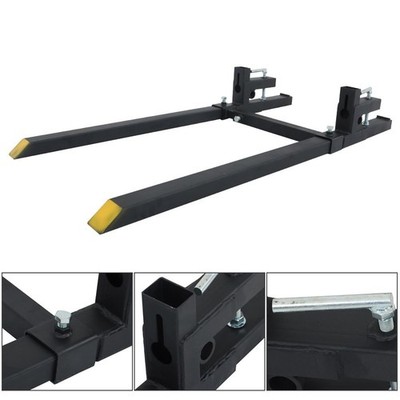 Tractor Bucket Clamp On Pallet Forks 60'' 2000lbs With Adjustable Stabilizer Bar