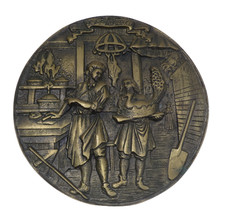 VINTAGE DE TACHT BAKKER CAST BRASS METAL RELIEF DUTCH WALL PLAQUE CLASSIC SCENE