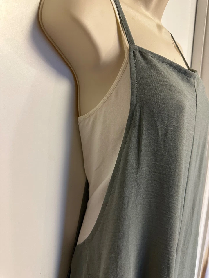 Mono baberos mujer talla grande 1 pieza bolsillos piernas anchas informal gris NUEVO SIN ETIQUETAS XXL Foto 4 de 4