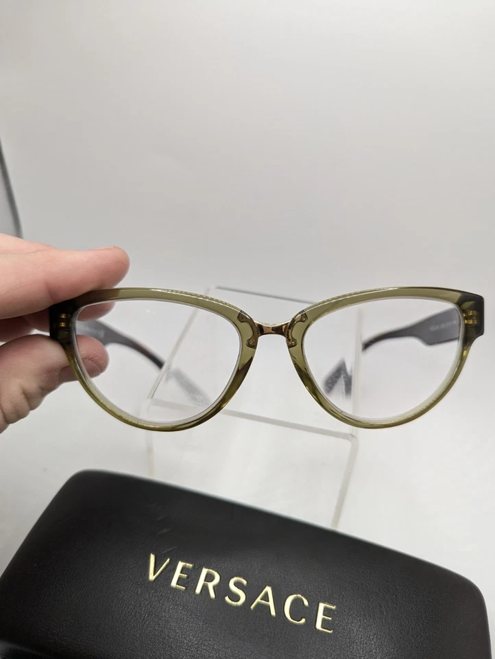 Versace MOD3267 5293 Ojo de Gato Transparente Verde Mujer Anteojos 53 17 140 Foto 4 de 4