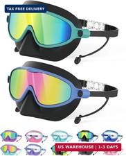 Kids Swim Goggles with Nose Cover for 3-12, 2 Pack Anti Fog/UV Swimming Goggles