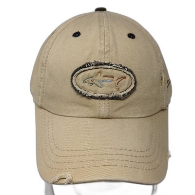 Greg Norman Slideback Baseball Cap Beige OS Adjustable Embroidered Distressed