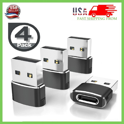 4 PACK USB to USB C Adapter Type-C Female to A Male OTG Converter /Charger LOT