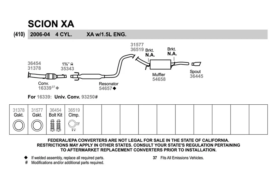 For Scion xB 2004-2006 Walker Aluminized Steel V-Band Clamp Foto 4 de 4