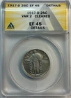 1917-D Standing Liberty Quarter., Type-2., *Cleaned* ANACS EF-45, Store #QR1605