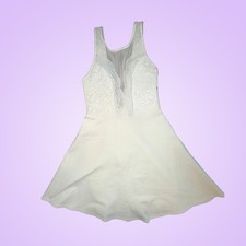 Lulus Women’s Small Ivory Lace Plunge Fit Flare Mini Dress USA Made