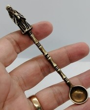 18th CE  Brass Figurine Spoon Asian Scholar Miniature Collectible Tea Scoop