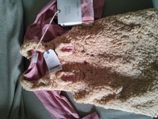 Next Set Body e Collant a Righe Vestito Pile Gatto Crema Bambina 12-18 Mesi 🐈