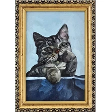 Original Oil Painting Custom Cat Portrait from Photo Gift for Cat Lovers 8x10 in