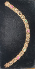 Sterling Silver Filigree Floral Link Chain Bracelet w/ multi natural stones — photo 1