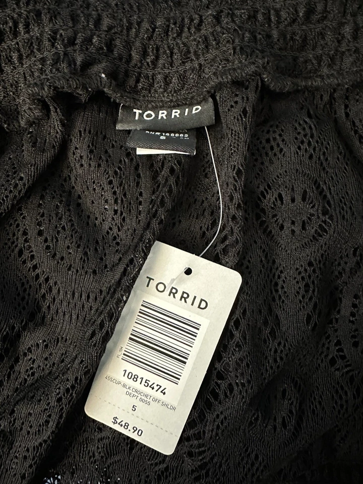 Vestido Torrid Natación Encubrimiento 5X Negro Encaje Fuera del Hombro Para Mujer’s Plus NUEVO Foto 3 de 3