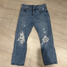 Levi's 501 Jeans Women 27x26 Blue Button Fly Big E Distressed Light Wash