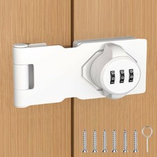 Bifold Door Lock White 3-Digit Password Keyless Cabinet Door Locks with Combi...