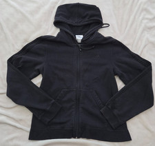 Adidas Women s Medium Black Zip Hoodie Chest Logo Jacket Sleeve Stripes