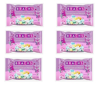 BRACH'S /Classic Conversation Hearts / LOT of (6) 10oz Bags/ Exp. 7/27 + 9/27 