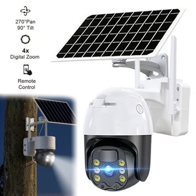 Solar Battery Powered Wireless WiFi Outdoor Pan/Tilt Home Security Camera System