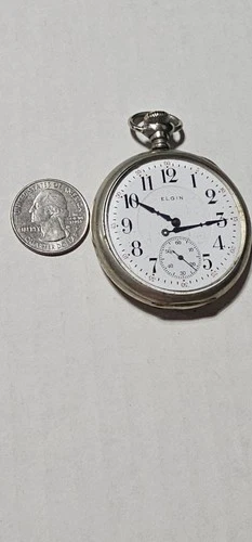 ANTIQUE 18S ELGIN WIND-UP SILVEROID POCKET WATCH, FOR PARTS or REPAIR!