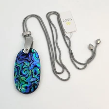 New Kendra Scott Inez Silver Long Pendant Necklace In In Abalone Shell