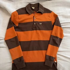 Hang Ten feet Men's Vintage Striped Rugby Polo Shirt Size Medium