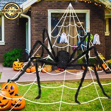 Halloween Decorations Outdoor And Indoor,78" Giant Spider 200" Web, Yard Decor