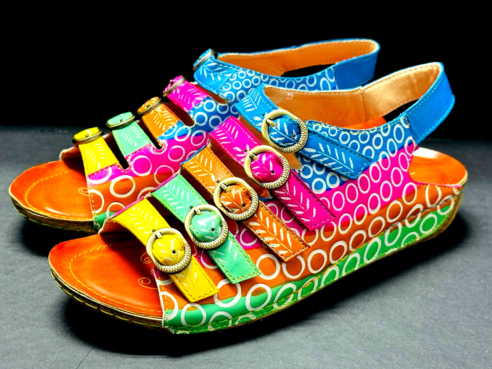 Soffia Rainbow Strap Bubble Pattern Leather Sanda… - image 6