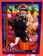 2025 Topps Chrome Football Joe Burrow True Purple Refractor 33/75 Bengals