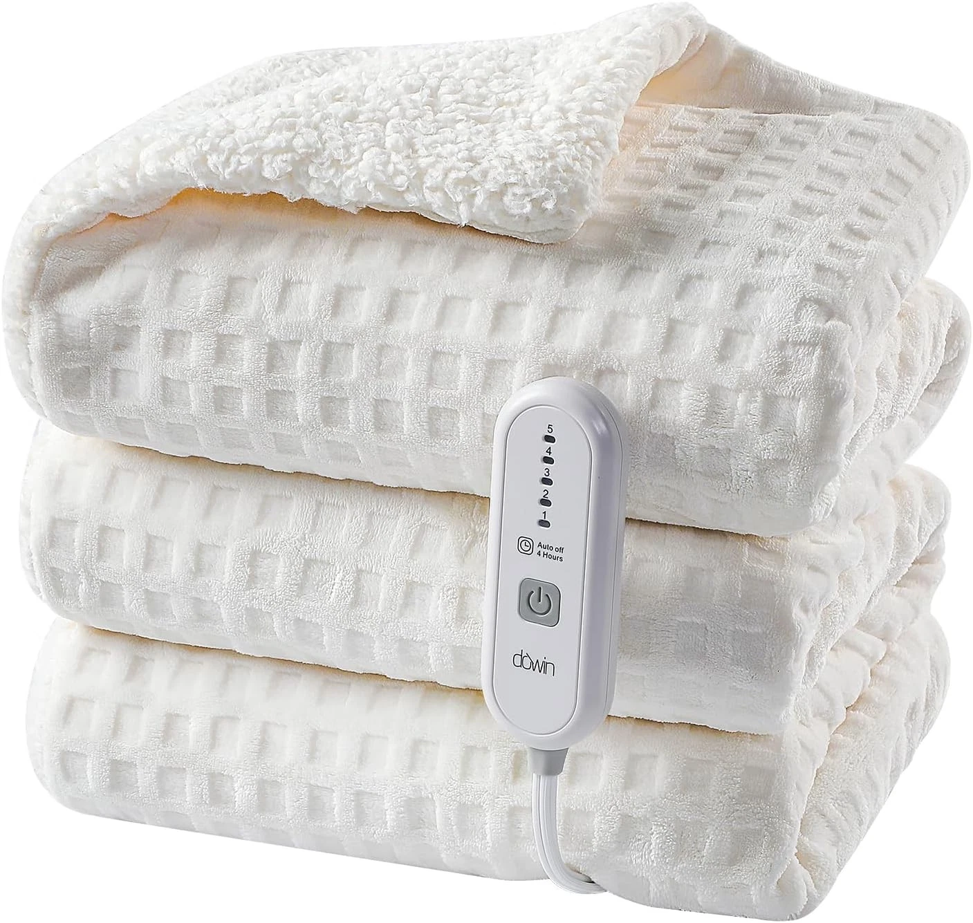 Dowin Heated Blanket Electric - Throw Size Waffle Throw, 04 - Beige