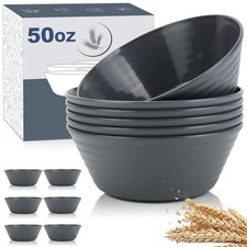 Wrova Wheat Straw Bowl Sets,6 PCS Unbreakable Cereal Bowl 50 OZ,Microwave and Di