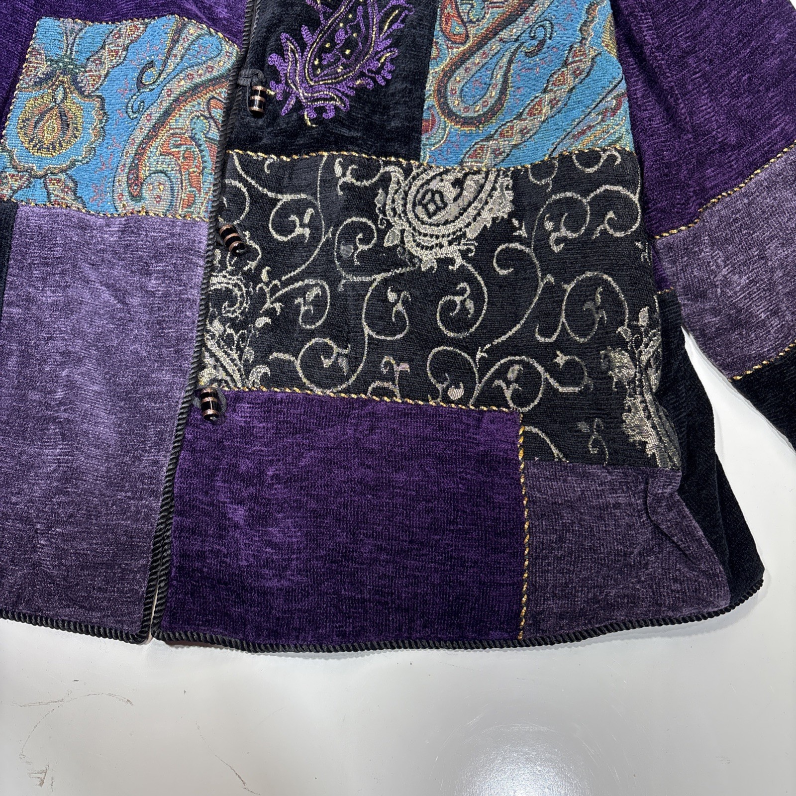 Indigo Moon Jacket Patchwork Embroidered Purple B… - image 6