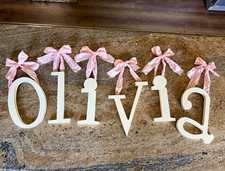  Olivia  wooden wall letters with pink bows and Olivia name print