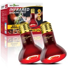 Reptile 50W Infrared Heat Lamp Bulb,2 Pack Infrared Basking Spot Light for Re...