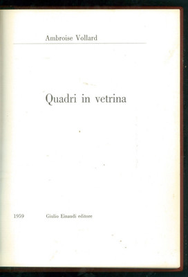 VOLLARD AMBROISE VITRINENBILDER EINAUDI 1959 AUFSÄTZE 251 KUNST MALEREI